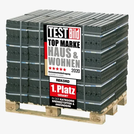 REKORD 25 kg Braunkohlebriketts als PAL (40 x 25 kg) | 25 kg – Kaminofen Brennholz – Lieferung in 3–15 Tagen